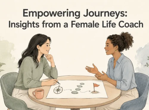 Female life coach and client mapping values, steps, and a goal together